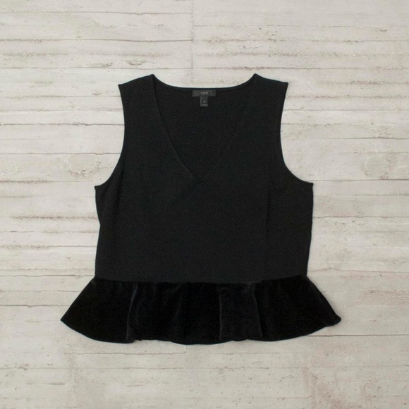 J. Crew Velvet Peplum Top in Black size M - Picture 3 of 4
